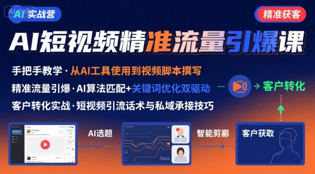 AI+短视频引爆精准客户实战营，手把手教你引爆Ai短视频精准流量-16888副业资讯