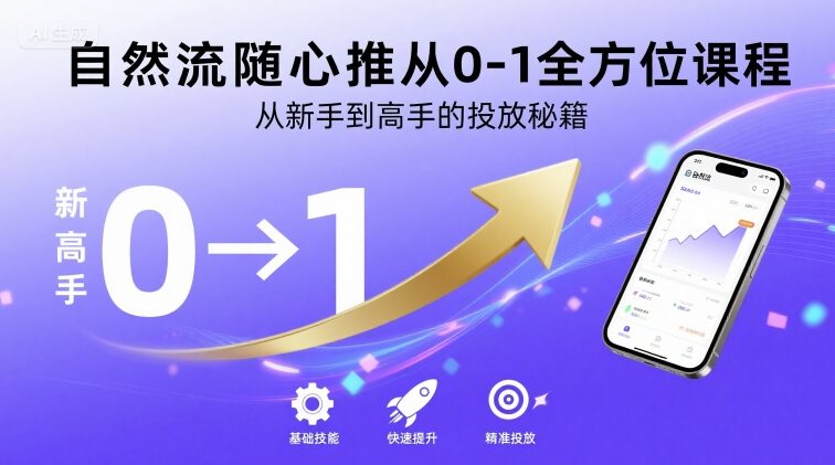 自然流随心推从0-1全方位课程，从新手到高手的投放秘籍-16888副业资讯