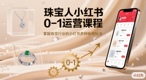 珠宝人小红书0-1运营课程，掌握珠宝行业的小红书多种账号玩法-16888副业资讯