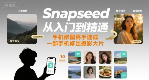 Snapseed从入门到精通，手机修图高手速成，一部手机就能修出摄影大片-16888副业资讯