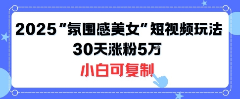 不露脸也能火！2025“氛围感美女”短视频玩法，30天涨粉5W小白可复制-16888副业资讯