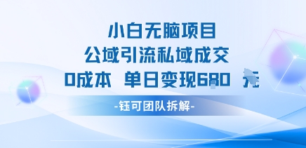 小白无脑项目公域引流私域成交0成本单日变现680米-16888副业资讯
