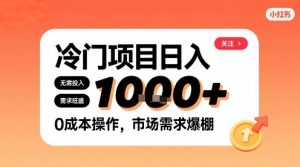 在小红书上发现个冷门路子,需求不小,零成本操作,每天能有1k进账-16888副业资讯