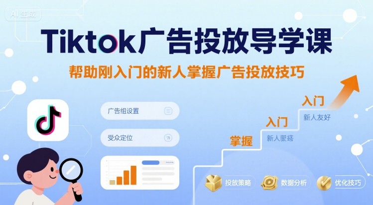 Tiktok广告投放导学课，帮助刚入门的新人掌握广告投放技巧-16888副业资讯