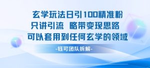 玄学玩法日引100精准粉只讲引流略带变现思路可以套用到任何玄学的领域-16888副业资讯