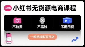 小红书无货源电商课程，不拍摄不露脸不用囤货，一部手机即可开店-16888副业资讯