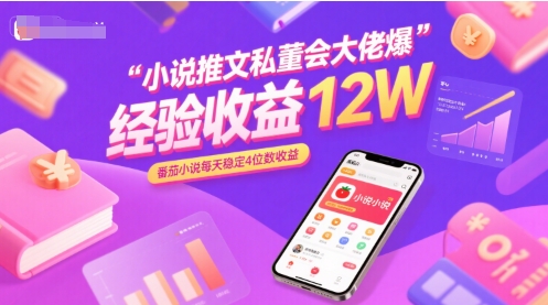 小说推文私董会大佬爆单经验分享收益12W，番茄小说每天稳定4位数收益-16888副业资讯