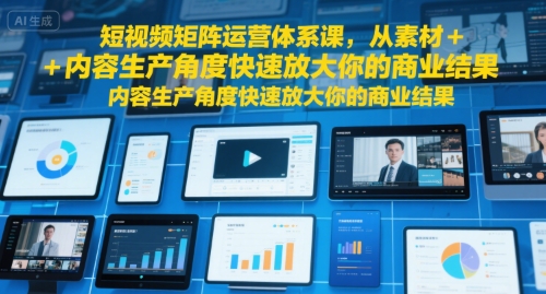短视频矩阵运营体系课，从素材+内容生产角度快速放大你的商业结果-16888副业资讯