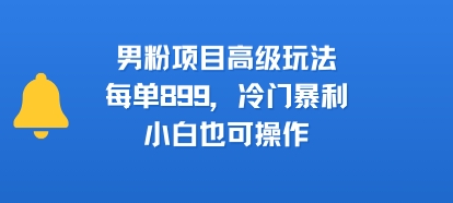 男粉项目高级玩法，每单899，冷门暴利，小白也可操作-16888副业资讯