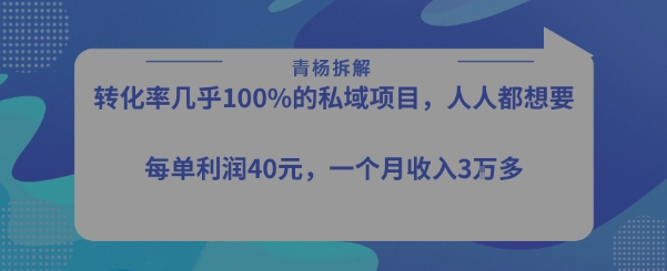 转化率最高的私域项目，每单利润40-50米，月入过1w-16888副业资讯
