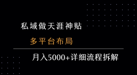 私域做天涯神贴 多平台布局 月入5k+详细流程拆解-16888副业资讯