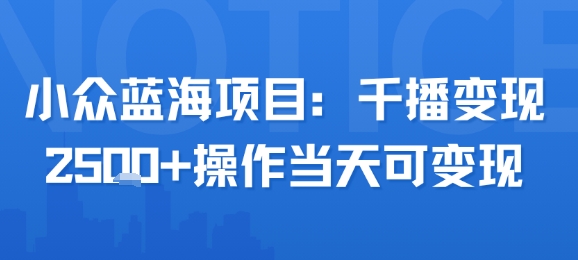 小众蓝海项目，千播变现2.5k+操作当天可变现-16888副业资讯