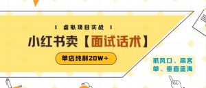 小红书虚拟项目掘金,卖面试话术资料,单店纯利20W+(附爆款笔记制作方法)-16888副业资讯