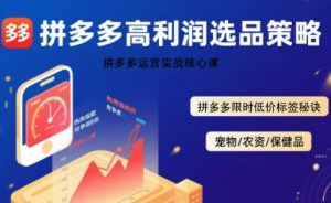 拼多多选品暴利技术实战课,拼多多高利润选品策略,拼多多限时低价标签秘诀-16888副业资讯