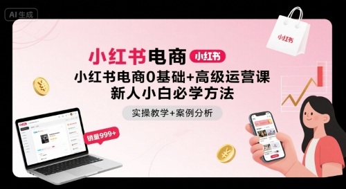 小红书电商0基础+高级运营课，新人小白必学方法，实操教学+案例分析-16888副业资讯