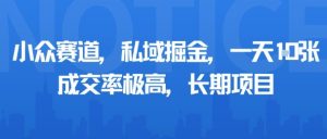 小众赛道，私域掘金，一天多张，成交率极高，长期项目-16888副业资讯