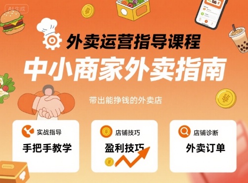 外卖运营指导课程，中小商家外卖指南，手把手带出能挣钱的外卖店-16888副业资讯