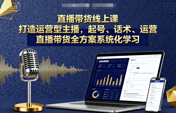 直播带货线上课，打造运营型主播，起号、话术、运营，直播带货全方案系统化学习-16888副业资讯