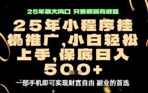 微信小程序挂G推广,解放双手,保底日入5张【揭秘】-16888副业资讯