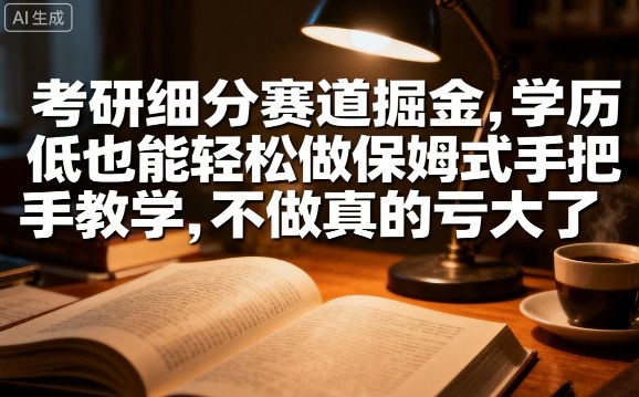 考研细分赛道掘金，日入1k+，学历低也能轻松做保姆式手把手教学，不做真的亏大了【揭秘】-16888副业资讯