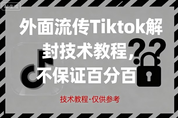 外面流传Tiktok解封技术教程，不保证百分百，具体自测-16888副业资讯