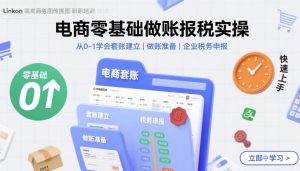 电商零基础做账报税实操快速上手,从0-1学会套账建立,做账准备,企业税务申报-16888副业资讯