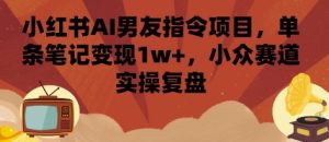 小红书AI男友指令项目，单条笔记变现1w+，小众赛道实操复盘-16888副业资讯