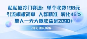 私域冷门赛道单个收费198米引流模板简单人群精准 45%的转化率单人一天大概收益多张-16888副业资讯