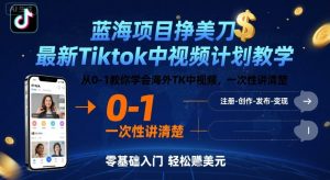 蓝海项目挣美刀，最新Tiktok中视频计划教学，从0-1教你学会海外TK中视频，一次性讲清楚-16888副业资讯