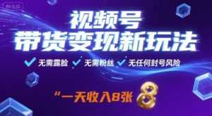 视频号带货变现新玩法,无需露脸,无需粉丝,无任何封号风险,一天收益8张【揭秘】-16888副业资讯