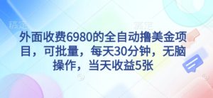 外面收费6980的全自动撸美刀项目,可批量,每天30分钟,无脑操作,当天收益5张【揭秘】-16888副业资讯