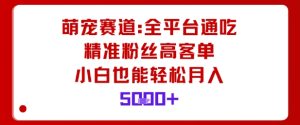萌宠赛道,全平台通吃,精准粉丝高客单,小白也能轻松月入5k-16888副业资讯