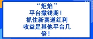 “炬焰”：平台撒钱期！抓住新赛道红利，5分钟二创内容，收益是其他平台几倍！-16888副业资讯