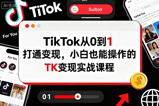 TikTok从0到1打通变现，小白也能操作的TK变现实战课程-16888副业资讯