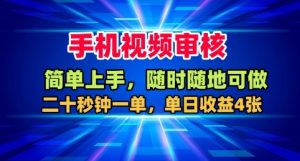 手机视频审核，随时随地可做，二十秒钟一单，单日收益4张+【揭秘】-16888副业资讯