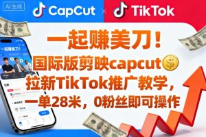 一起賺美刀！国际版剪映capcut拉新TikTok推广教学，一单28米，0粉丝即可操作（附推广入口和教学）-16888副业资讯