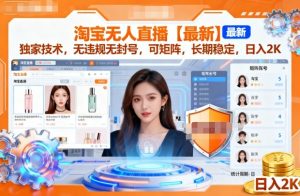 淘宝无人直播【最新】,独家技术,无违规无封号,可矩阵,长期稳定,日入2K【揭秘】-16888副业资讯