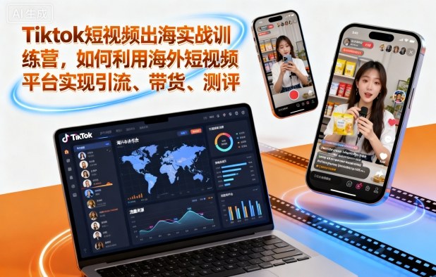 Tiktok短视频出海实战训练营，如何利用海外短视频平台实现引流、带货、测评-16888副业资讯
