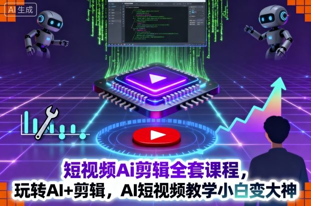短视频Ai剪辑全套课程，玩转AI+剪辑，AI短视频教学小白变大神-16888副业资讯