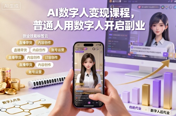 AI数字人变现课程，普通人用数字人开启副业-16888副业资讯