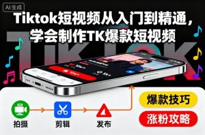 Tiktok短视频从入门到精通,学会制作TK爆款短视频-16888副业资讯