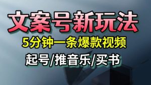 文案号新玩法,5分钟一条爆款视频,流量高,起号快,多方位变现-16888副业资讯