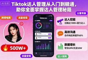 Tiktok达人管理从入门到精通,助你全面掌握达人管理秘籍-16888副业资讯