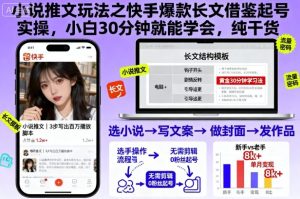 小说推文玩法之快手爆款长文借鉴起号实操,小白30分钟就能学会,纯干货-16888副业资讯