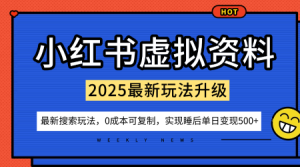 小红书虚拟资料项目：最新搜索流变现玩法，0成本简单可复制，一人多店打法，新手也可轻松日入5张+-16888副业资讯