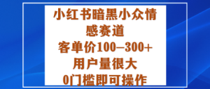 小红书暗黑小众情感赛道，客单价100-300+用户量很大，0门槛即可操作-16888副业资讯