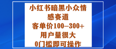 小红书暗黑小众情感赛道，客单价100-300+用户量很大，0门槛即可操作-16888副业资讯
