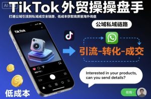 TikTok外贸操盘手，打通公域引流到私域成交全链路，低成本获取高质量海外询盘-16888副业资讯