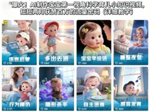 爆火!AI制作宝宝第一视角科学育儿小知识视频,短短两月获赞百万的流量密码(详细教学)-16888副业资讯