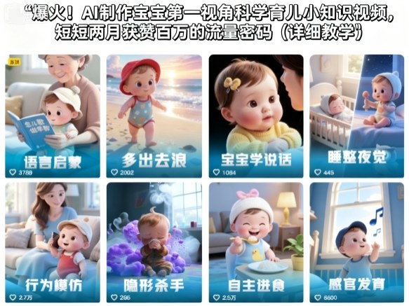 爆火！AI制作宝宝第一视角科学育儿小知识视频，短短两月获赞百万的流量密码（详细教学）-16888副业资讯